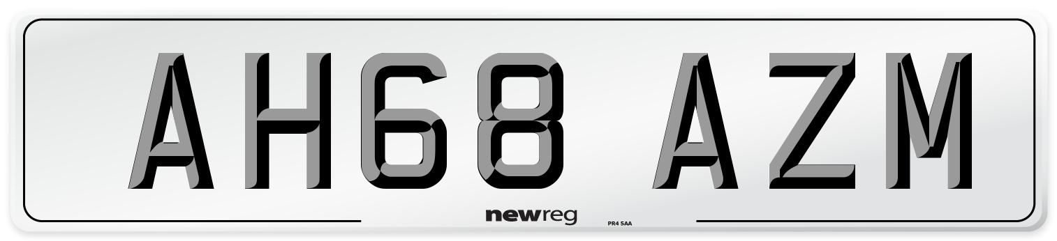 AH68 AZM Number Plate from New Reg